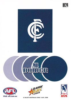 2008 Select AFL Classic - Holographic Foils #HF24 Paul Bower Back